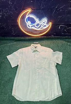 J Crew Button Down Shirt Mens MD White Short Sleeve Pocket 100% Linen • $14.40