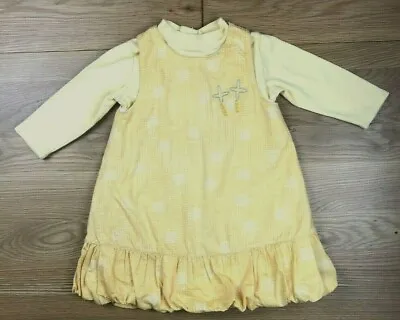 £4.50 • Buy Designer Marese Baby Girls Lined Yellow Long Sleeve Dress Age 12 Months VGC