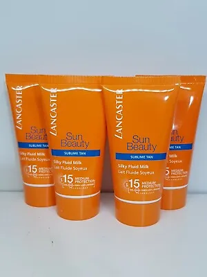 £14.99 • Buy Lancaster Sun Beauty Sublime Tan Silky Fluid Milk Spf 15 Medium 4 X 50ml