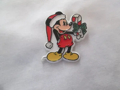 Mickey Mouse Santa With Candy Cane Plastic Pin/Brooch Disney  Vintage Christmas • $7.99