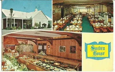 SWEDEN HOUSE SMORGASBORD Miami FL Vintage Interior View Florida Postcard • $0.99