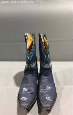 Vintage Denim White Diamonds Cowboy Boots- Size 12 • $9.99