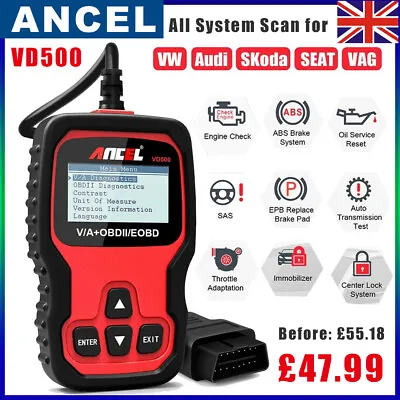 ANCEL VD500 OBD2 Code Reader All System Scanner Car Diagnostic For VW/Audi/Skoda • $63.15