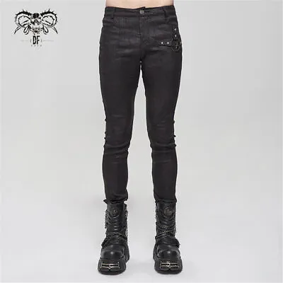 Devil Fashion Men's Black Gothic Punk Casual Trousers Pentagram Slim Long Pants • $86.23