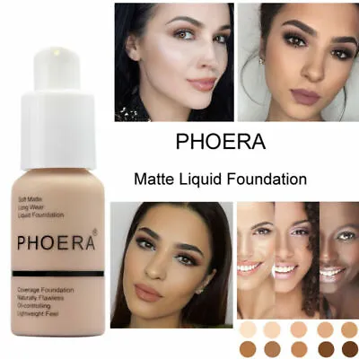 PHOERA Foundation Makeup Full Coverage Fast Base Brighten Long-lasting Shade US • $7.78