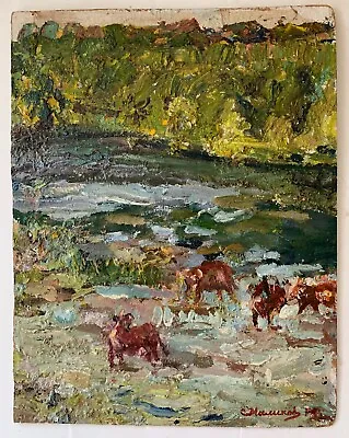 Vintage Russian Impressionist Landscape Painting Listed Artist S.I. Malikov • $375