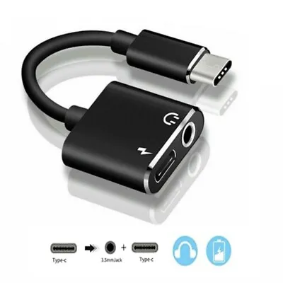 DUAL TYPE-C USB To 3.5mm AUX Jack Headphone Adapter/Connector Cable For HUAWEI • £3.35