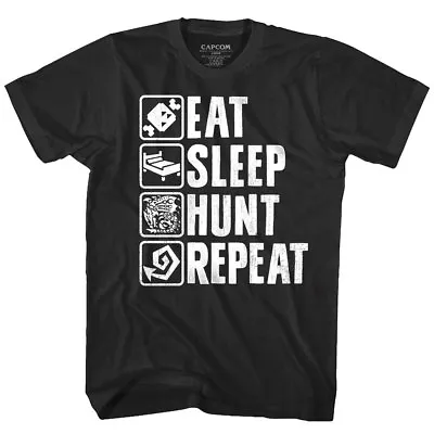 Monster Hunter Eat Sleep HUNT Repeat Mens T Shirt Funny RPG Vintage Gamer Capcom • $26.50