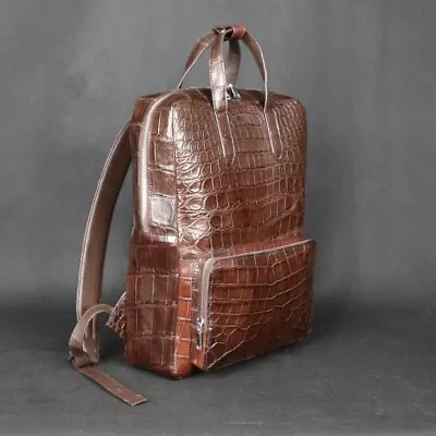 Genuine Crocodile Alligator Leather Unisex Laptop Travel Casual Carry Backpack • $620