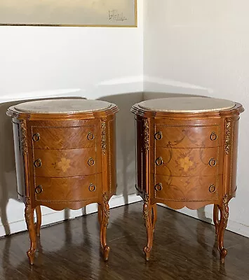 Antique 19th Century Italian Milano Marble Top wood Inlaid Side Tables • $5000