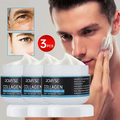 3~Men's Collagen Face Cream Anti Aging Wrinkle Hyaluronic Acid Retinol Vitamin E • £11.95