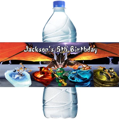 $7.99 • Buy (10) Personalized LEGO NINJAGO Glossy Water Bottle Labels, Party Favors, 2 Sizes