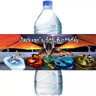 (10) Personalized LEGO NINJAGO Glossy Water Bottle Labels Party Favors 2 Sizes • $10.99