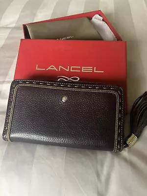 Beautiful Lancel Purple Leather Purse/Wallet.  Boxed With Dust Bag. • £50