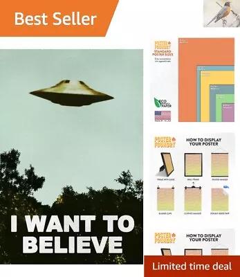 Alien UFO Artwork Poster - I Want To Believe - Retro 90s Wall Decor - 16x24 • $25.97