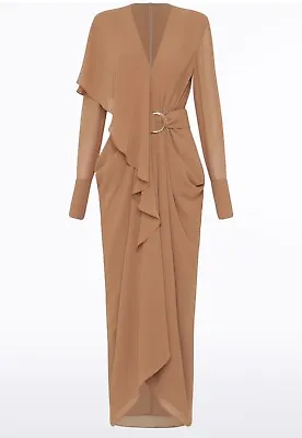 Carla Zampatti  Amber Georgette Shawl Waterfall Dress Brand New Size 8 • $450
