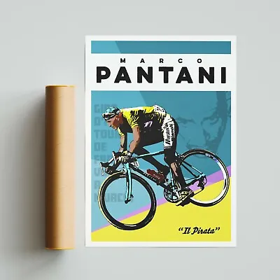 Marco Pantani Italy Cycling Poster Print A4 A3 A2 Wall Art Bianchi • $37.89