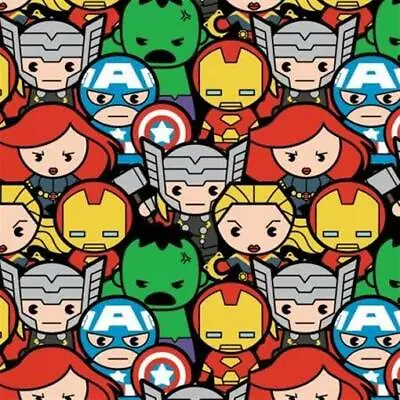 $6.75 • Buy Marvel Kawaii Avengers Assemble Cotton Fabric By 1/2 Yard Spiderman Iron Man