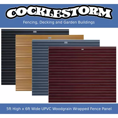 5ft High X 6ft Wide UPVC Plastic Woodgrain Wrapped Garden Fence Panel • £235