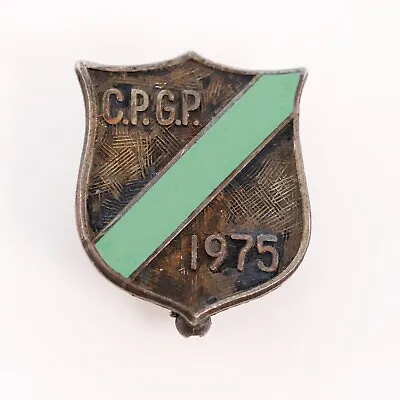 Vintage Sterling Silver Green Enamel Cpgp 1975 Shield Brooch / Pin • $34.50