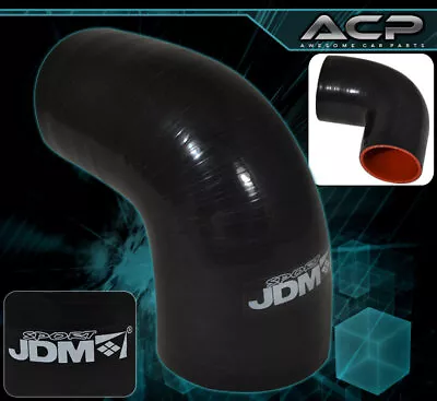 JDM 3  To 2.5  90 Degree Elbow Bend High Temp Silicone Coupler Hose Pipe Black • $18.99