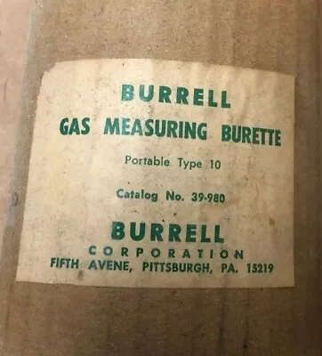 Burrell Gas Measuring Burette Cat. No 39-980 Type 10 Chemistry Lab Glassware • $76.95