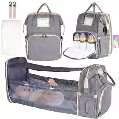 Baby Changing Bag Diaper Bag Large Nappy Backpack With Portable Changing Mat A • £29.99