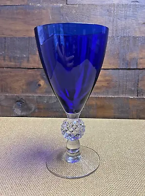 Morgantown Golf Ball Cobalt Blue Water Goblet/Wine Glass In Excellent Condition! • $27
