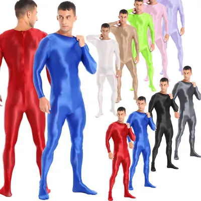 Men's Shiny Glossy Full Body Leotard Footed One Piece Bodysuits Bodystockings • $17.40