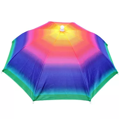 Rain Umbrella Hat Foldable Outdoor Sun Shade Waterproof Fishing Headwear Cap • £4.39