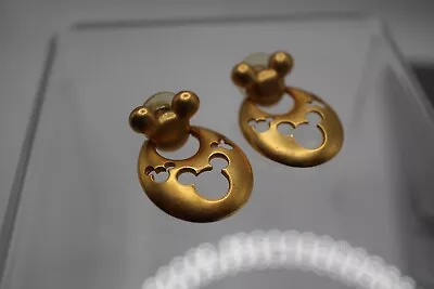 Vintage Gold Tone Dangle Mickey Mouse Ears Earrings 1-1/4  • $1.25