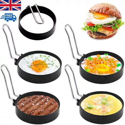 1-4 Stainless Steel Frying Pan Fried Egg Pancake Cooking Ring Mould Shaper Mold • £3.89