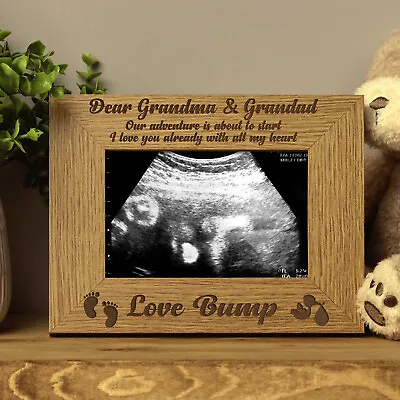 New Baby Pregnancy Scan Photo Frame Grandma And Grandad Wooden Photo Frame Gift • £12.26