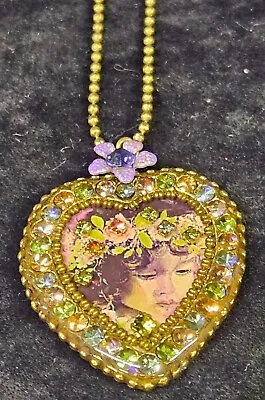 Necklace Pendant Lovely Michal NEGRIN Crystals Heart Shape Made In Israel-(sa) • $44.25