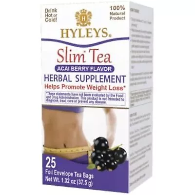 Hyleys Slim Tea Acai Berry Flavor - Weight Loss Herbal Supplement Cleanse And • £10.42