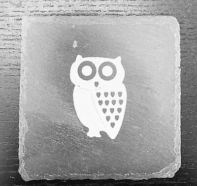 £3.65 • Buy Owl Slate Coasters Laser Engraved Linea Coaster Gift Set