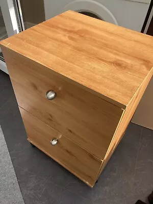 Filing Cabinet On Wheels￼ 2 Drawer Wooden Veneer ￼Storage Office Oak Bedside • £45