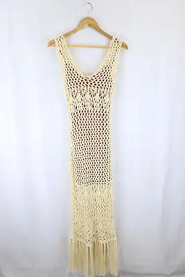 Tigerlilly Palais Maxi Dress Crochet Knit With Brown Slip M By Reluv Clothing • $192.50