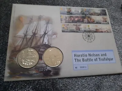 2005 HORATIO NELSON & THE BATTLE OF TRAFALGAR £5 Pound Coin Cover • £24.99
