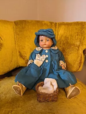 Effanbee 1930's Composition 14  Baby Doll W/ Linen Basket • $25