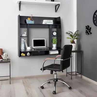Wall Mounted Computer Desk Home Office Writing Table Furniture W/Storage Shelves • $99.90