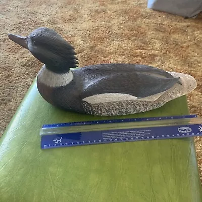 Vintage TJ Heller  Wisconsin Unusual Duck Decoy Red Breast Merganser Beautiful • $150