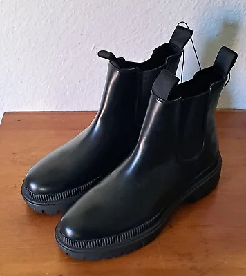 H&M Chelsea Black Faux Leather Ankle Boots Black Size 9 Women Unworn  • $24.50