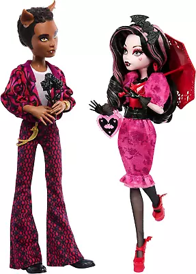 Monster High Draculaura & Clawd Wolf Doll Howliday Love Edition Collector 2 Pack • $88.96