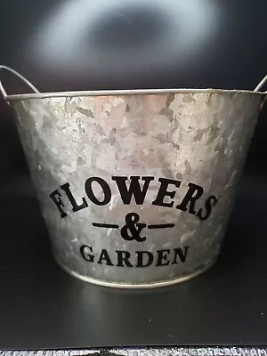 Farmhouse Galvanized Metal FLOWERS & GARDEN Rustic Country Home Planter • $8.99