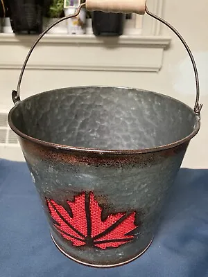 Vintage Metal/Tin Rustic Maple Leaf Pail/bucket  • $13