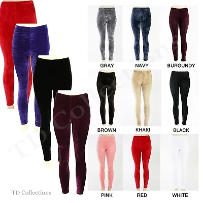 Cozy Crushed Velvet Stretch Leggings Gift Festive New- Best Selling  • $15.51