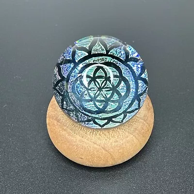 Contemporary Art Glass Marble 1.11  Dichroic Geometric Pattern W/ Seed Of Life • $39.99