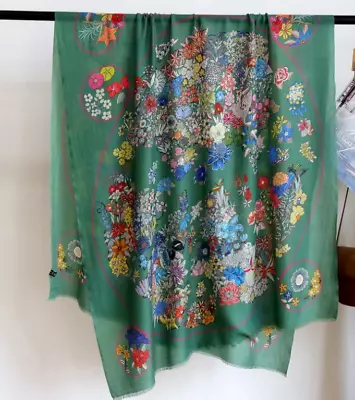 100% Cashmere Green Floral Map Printed Long Scarf Shawl 200*100cm • $54.66