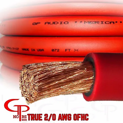 25 Ft TRUE AWG 2/0 Gauge OFC COPPER Battery Power Wire RED Ground Cable GP Audio • $189.99